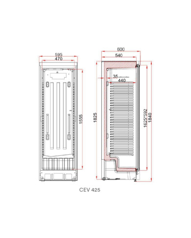 Conservation de la vitrine à  porte vitrée Eurofred CEV 425